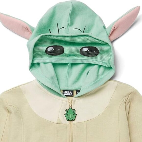 Disney Star Wars Kids “Grogu” Hoodie — 3D Ears + Peek-Through Face (M 10/12) - Picture 6 of 11